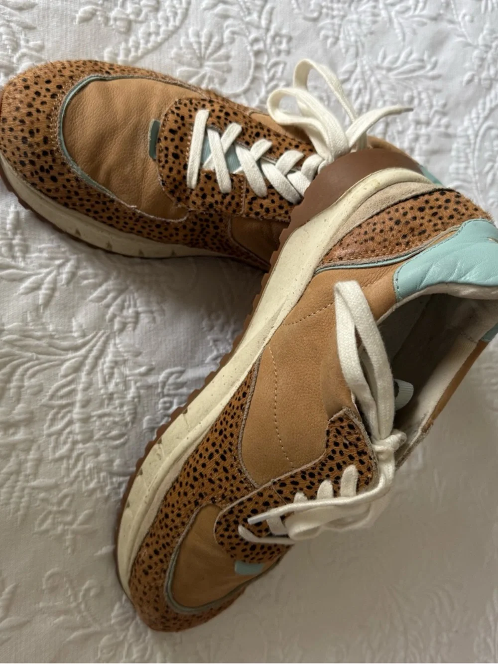 Madewell Brown /Tan Color Block Calf Hair Sneakers size 11
